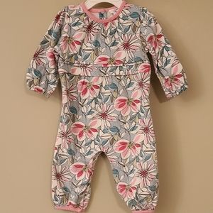 Floral long sleeved footless romper